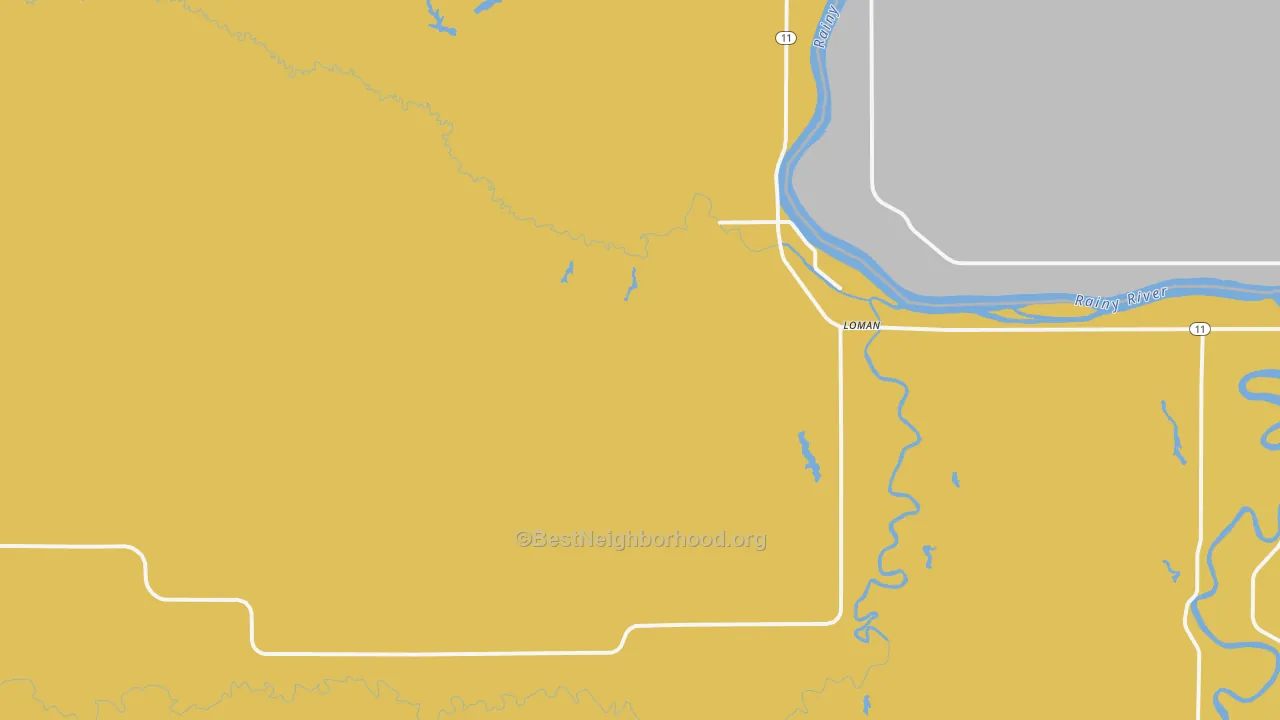 Map of the best neighborhoods in the 56654 area, with better matches in green and worse matches in red