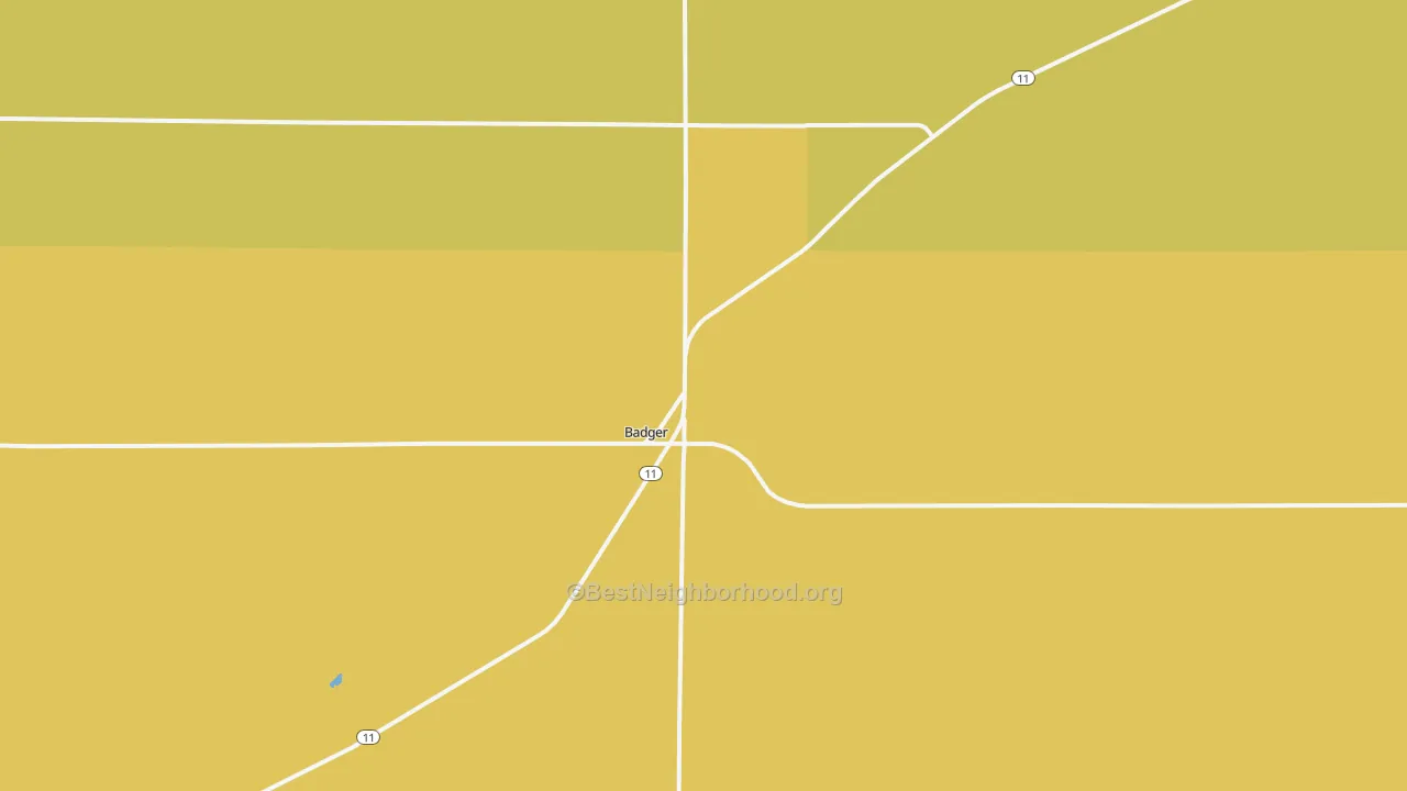 Map of the best neighborhoods in the 56714 area, with better matches in green and worse matches in red