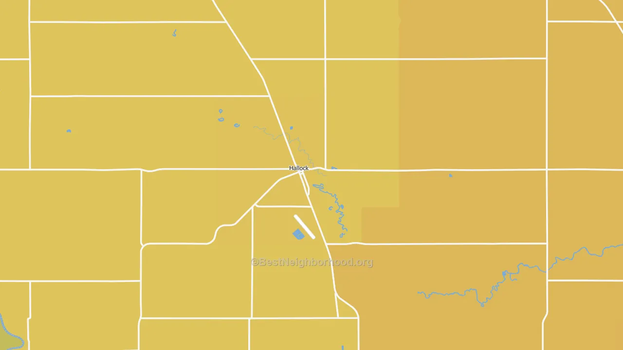 Map of the best neighborhoods in the 56728 area, with better matches in green and worse matches in red