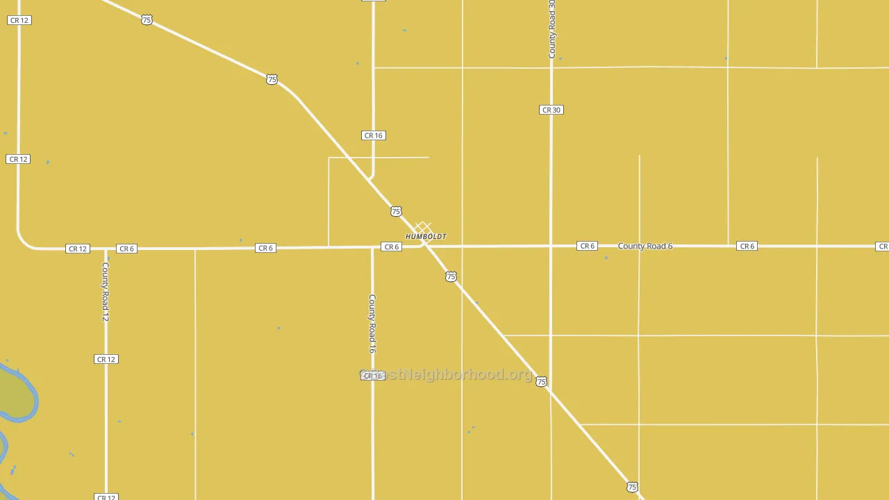 Map of the best neighborhoods in the 56731 area, with better matches in green and worse matches in red