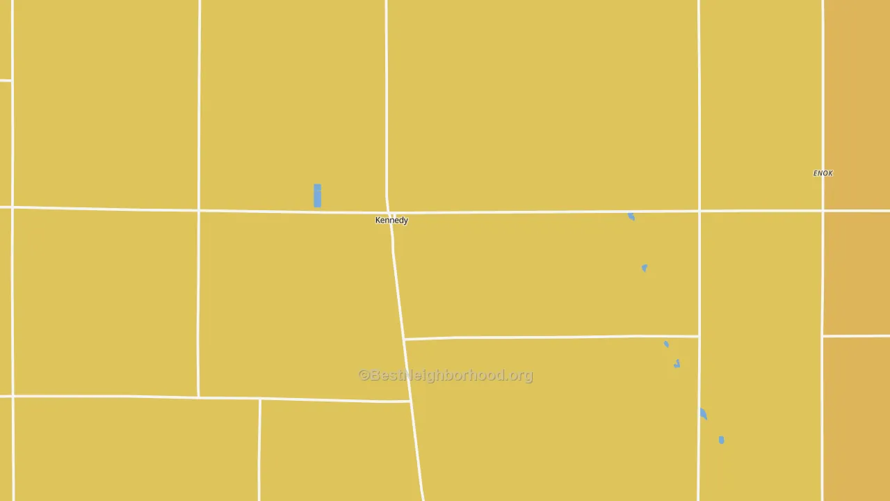 Map of the best neighborhoods in the 56733 area, with better matches in green and worse matches in red
