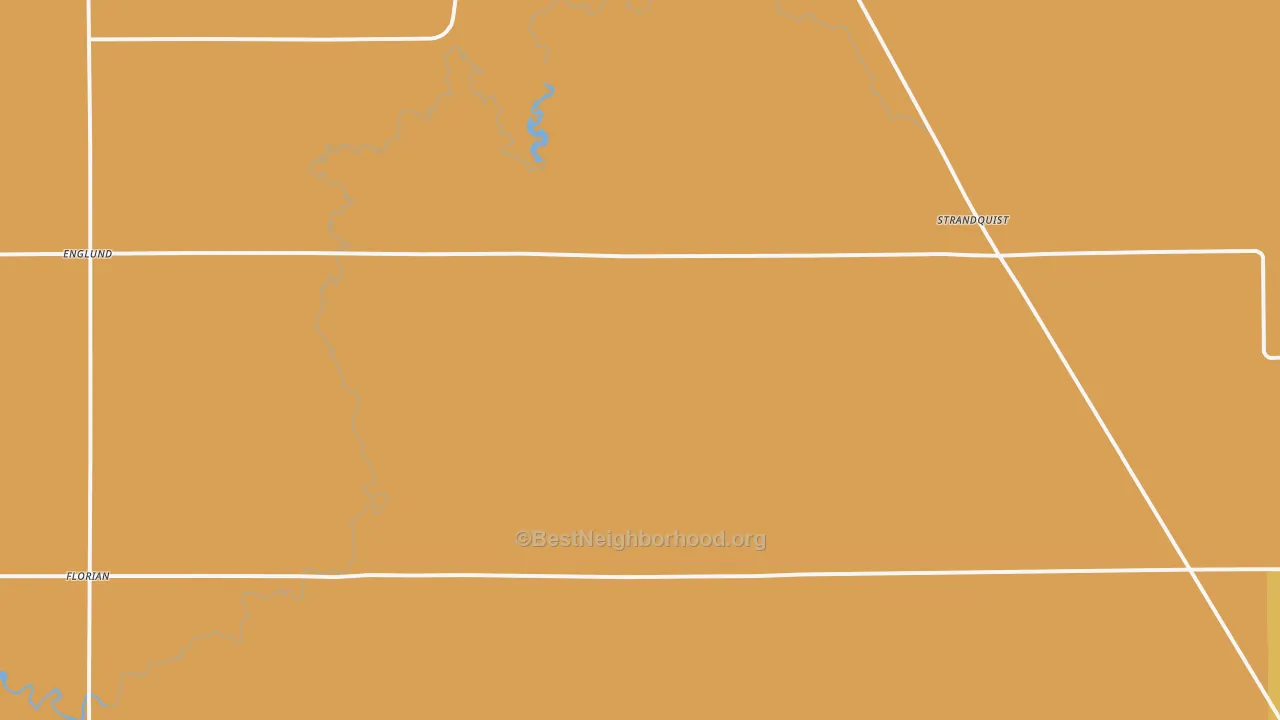 Map of the best neighborhoods in the 56758 area, with better matches in green and worse matches in red