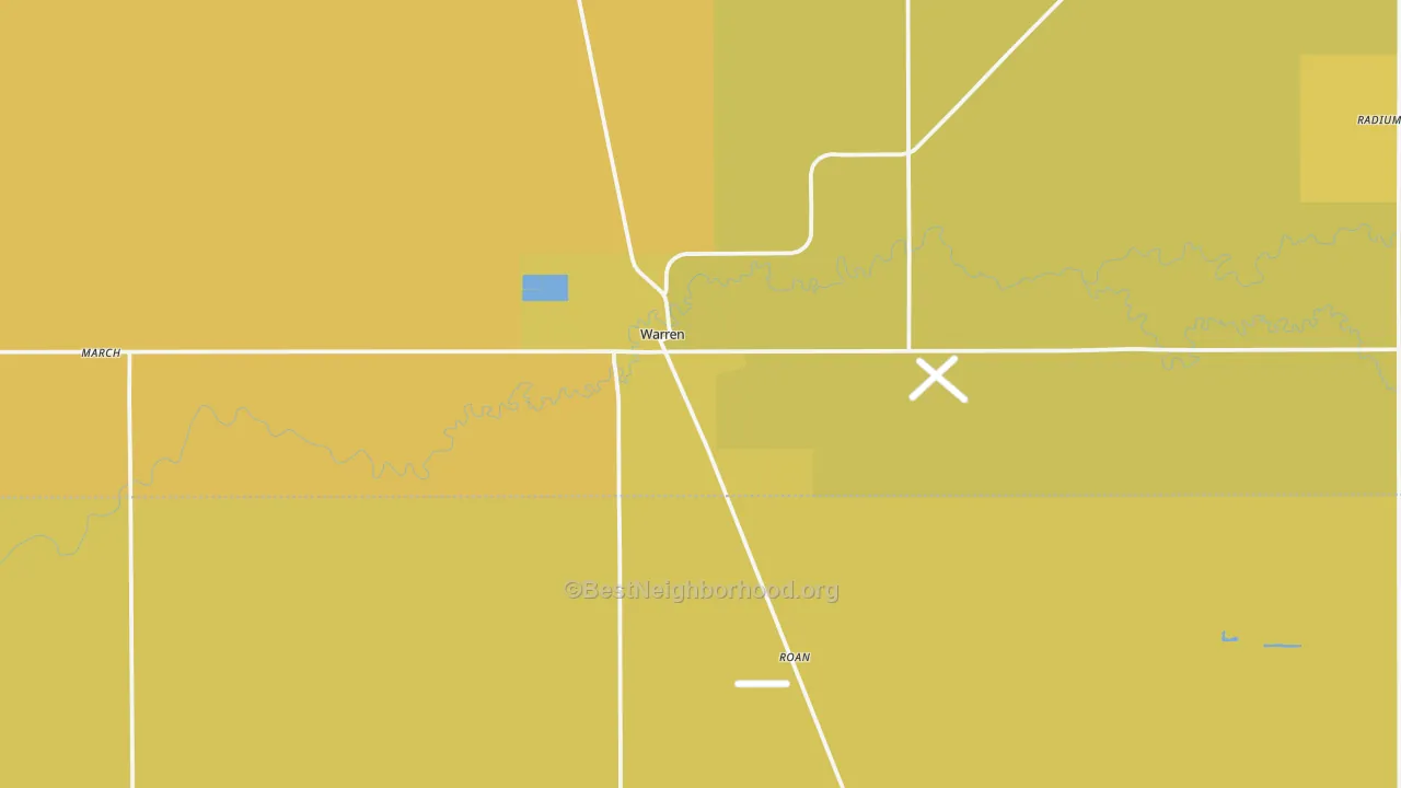 Map of the best neighborhoods in the 56762 area, with better matches in green and worse matches in red