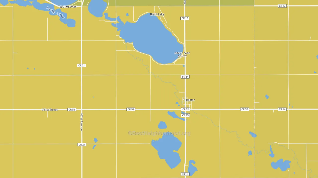 Map of the best neighborhoods in the 57016 area, with better matches in green and worse matches in red