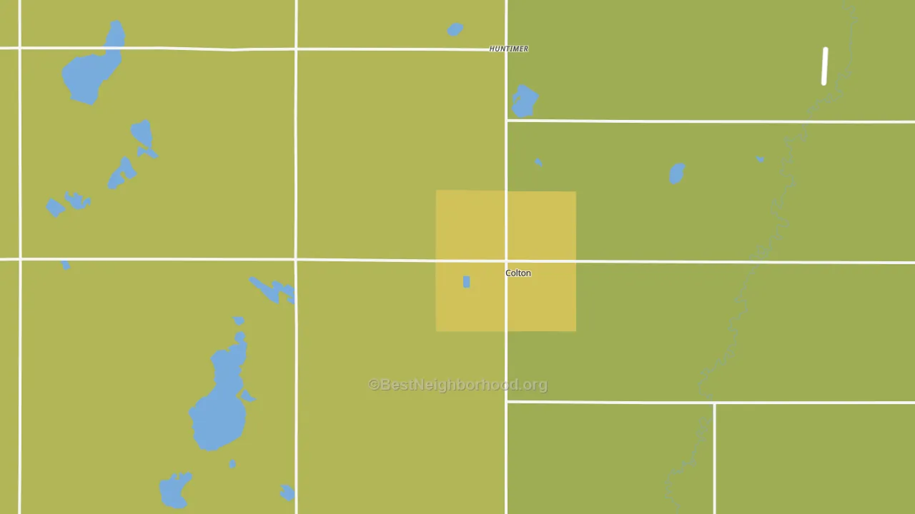 Map of the best neighborhoods in the 57018 area, with better matches in green and worse matches in red
