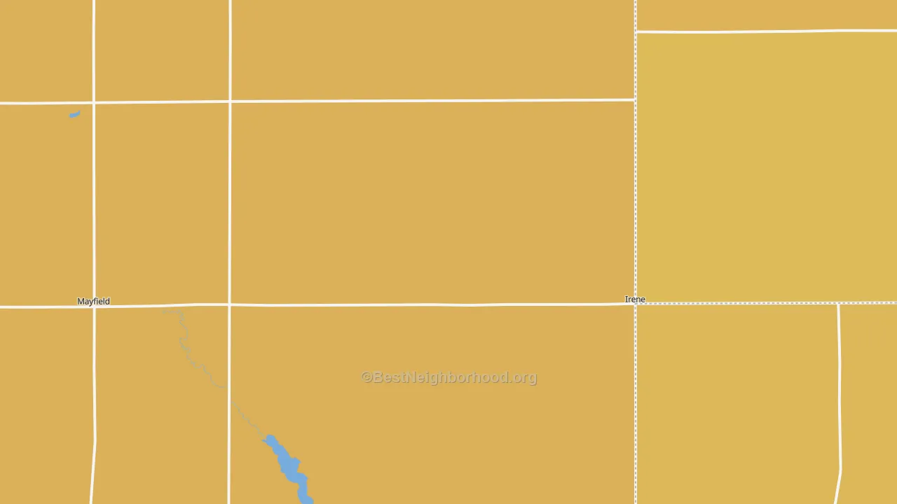 Map of the best neighborhoods in the 57037 area, with better matches in green and worse matches in red
