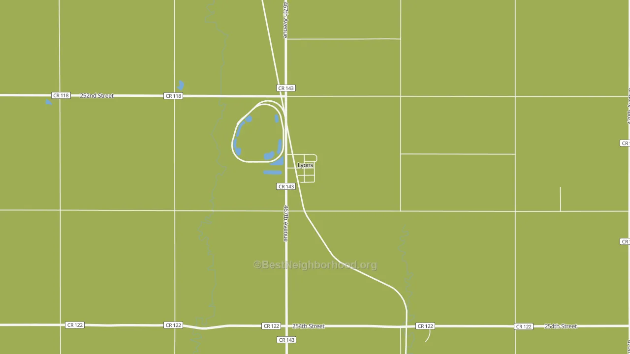 Map of the best neighborhoods in the 57041 area, with better matches in green and worse matches in red