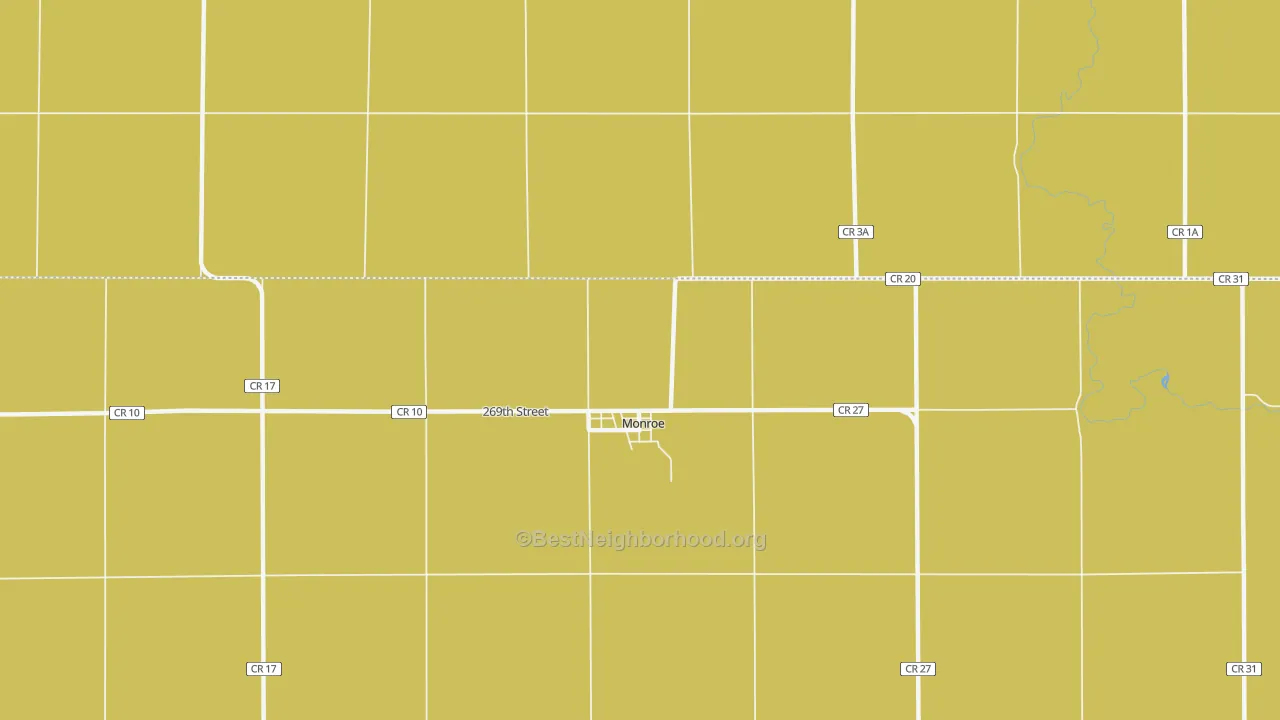 Map of the best neighborhoods in the 57047 area, with better matches in green and worse matches in red
