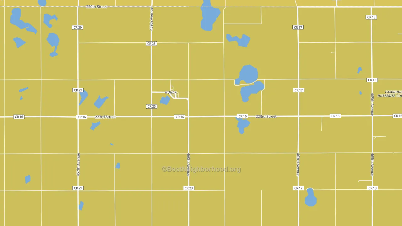 Map of the best neighborhoods in the 57050 area, with better matches in green and worse matches in red