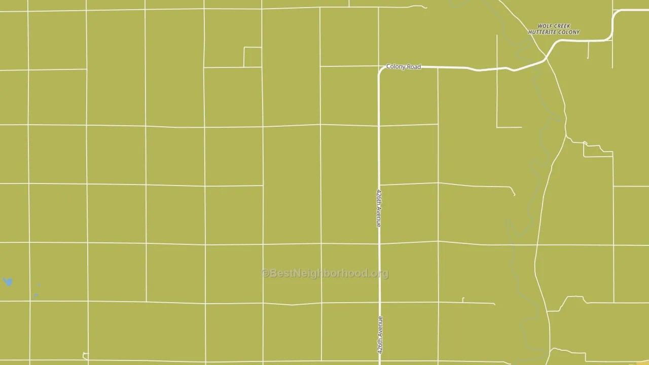 Map of the best neighborhoods in the 57052 area, with better matches in green and worse matches in red