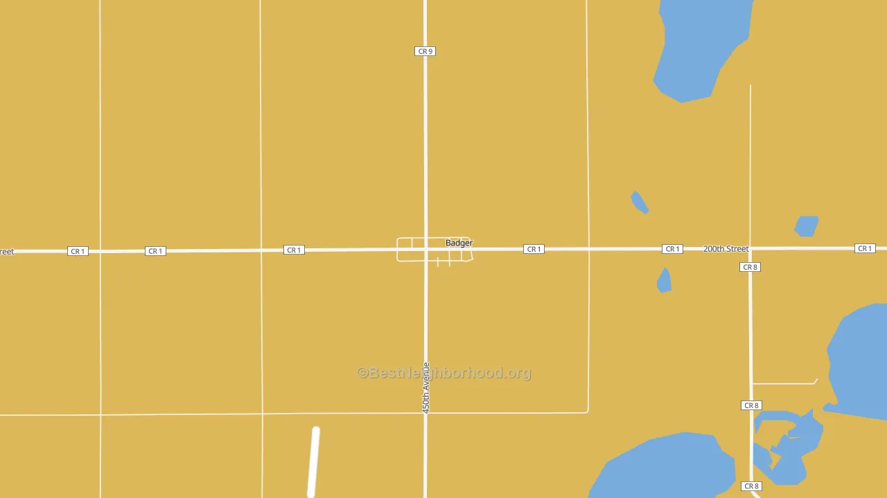 Map of the best neighborhoods in the 57214 area, with better matches in green and worse matches in red