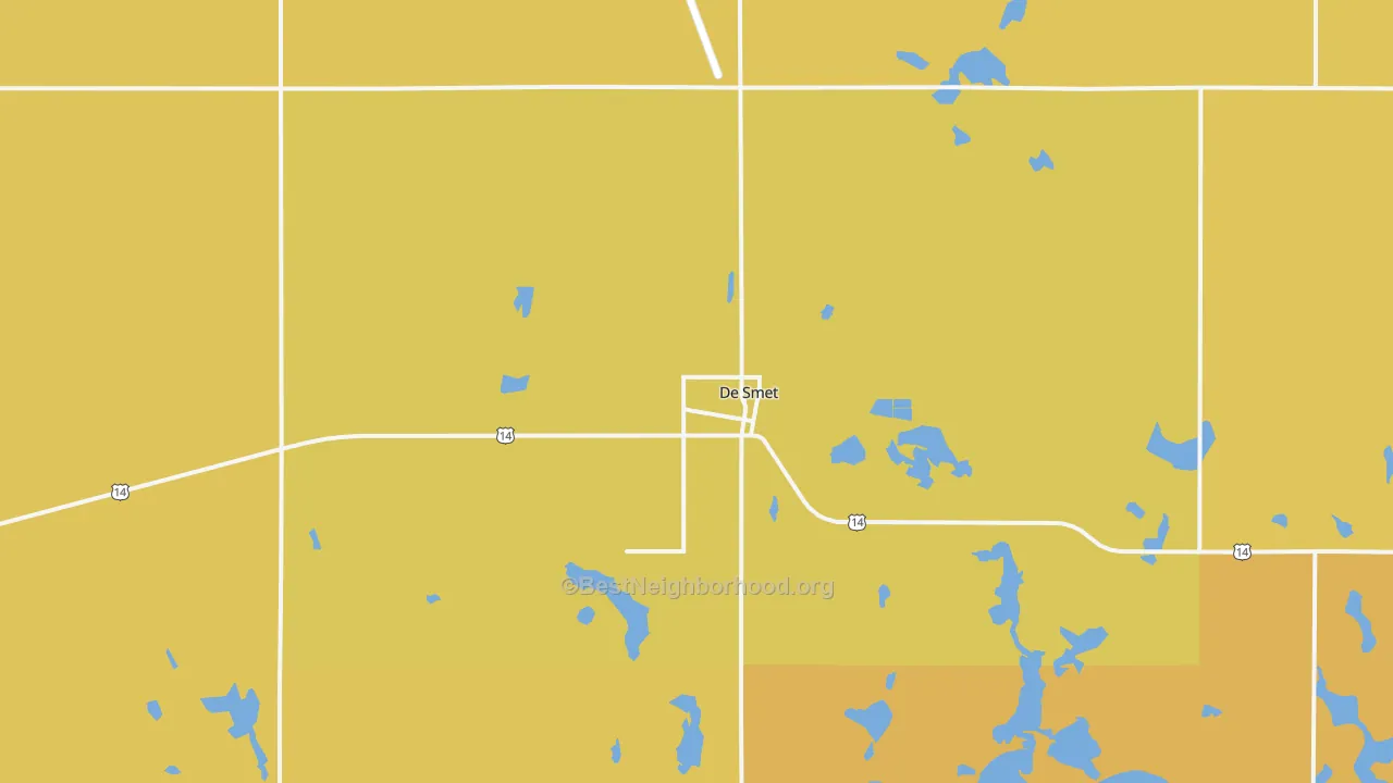 Map of the best neighborhoods in the 57231 area, with better matches in green and worse matches in red