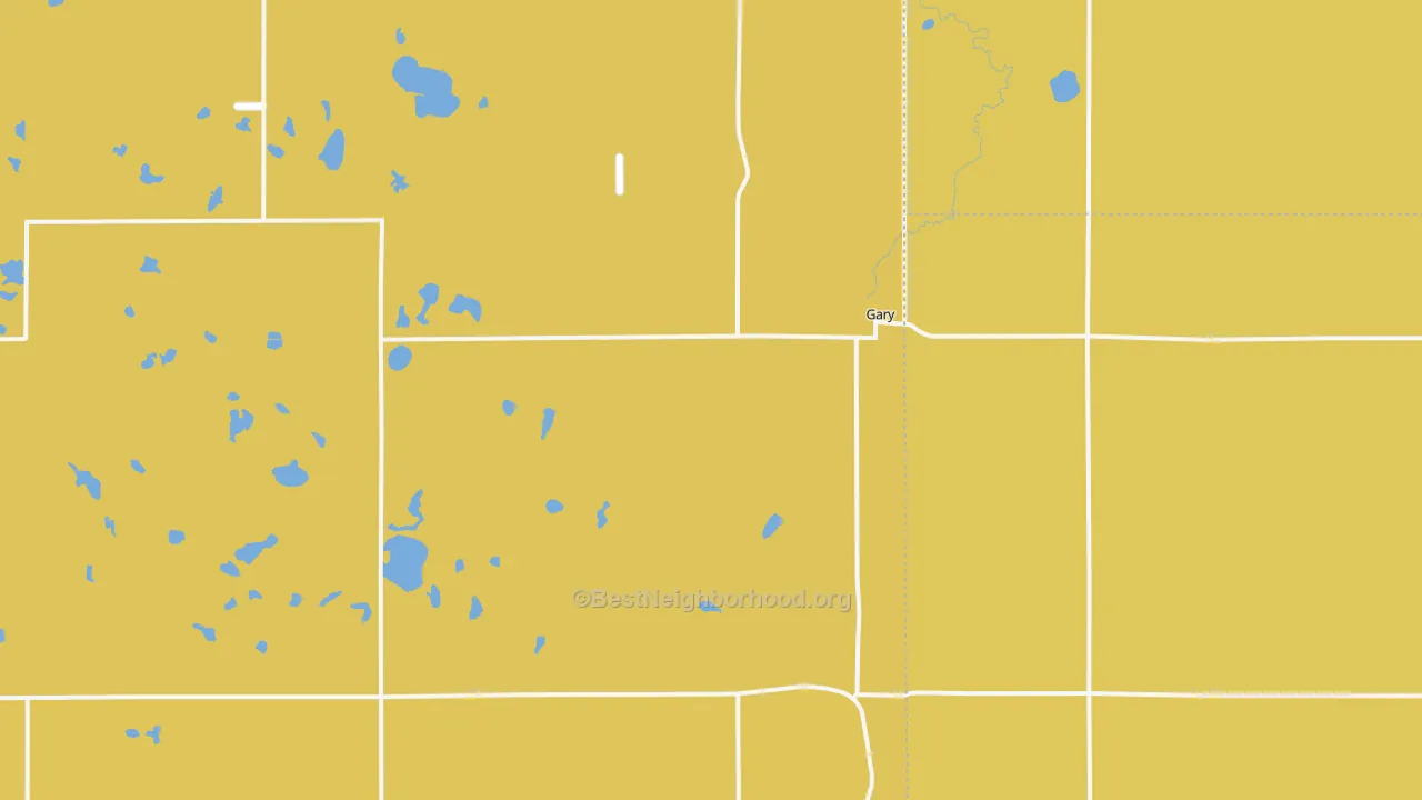 Map of the best neighborhoods in the 57237 area, with better matches in green and worse matches in red
