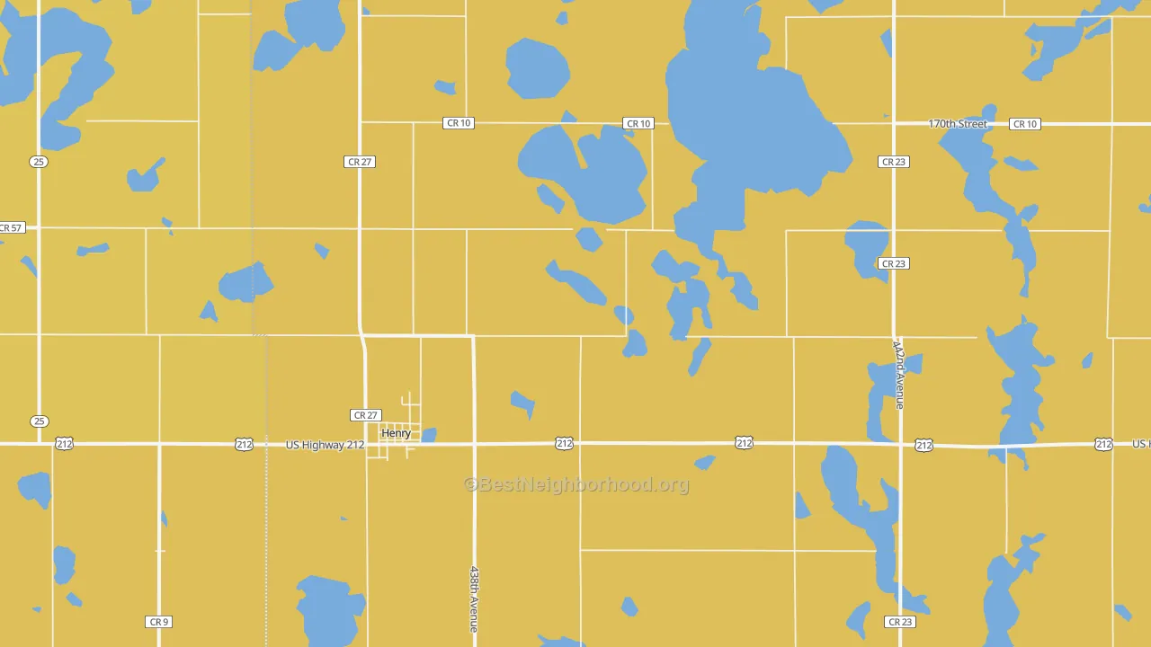 Map of the best neighborhoods in the 57243 area, with better matches in green and worse matches in red