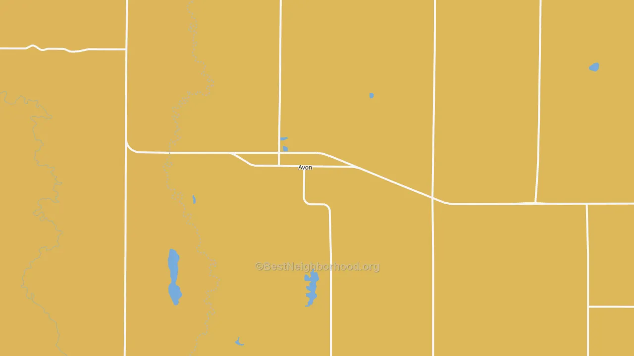 Map of the best neighborhoods in the 57315 area, with better matches in green and worse matches in red