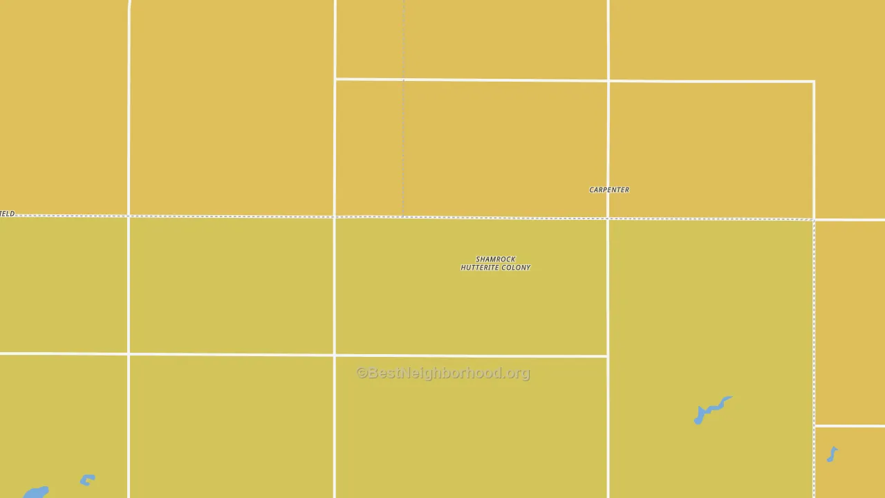 Map of the best neighborhoods in the 57322 area, with better matches in green and worse matches in red