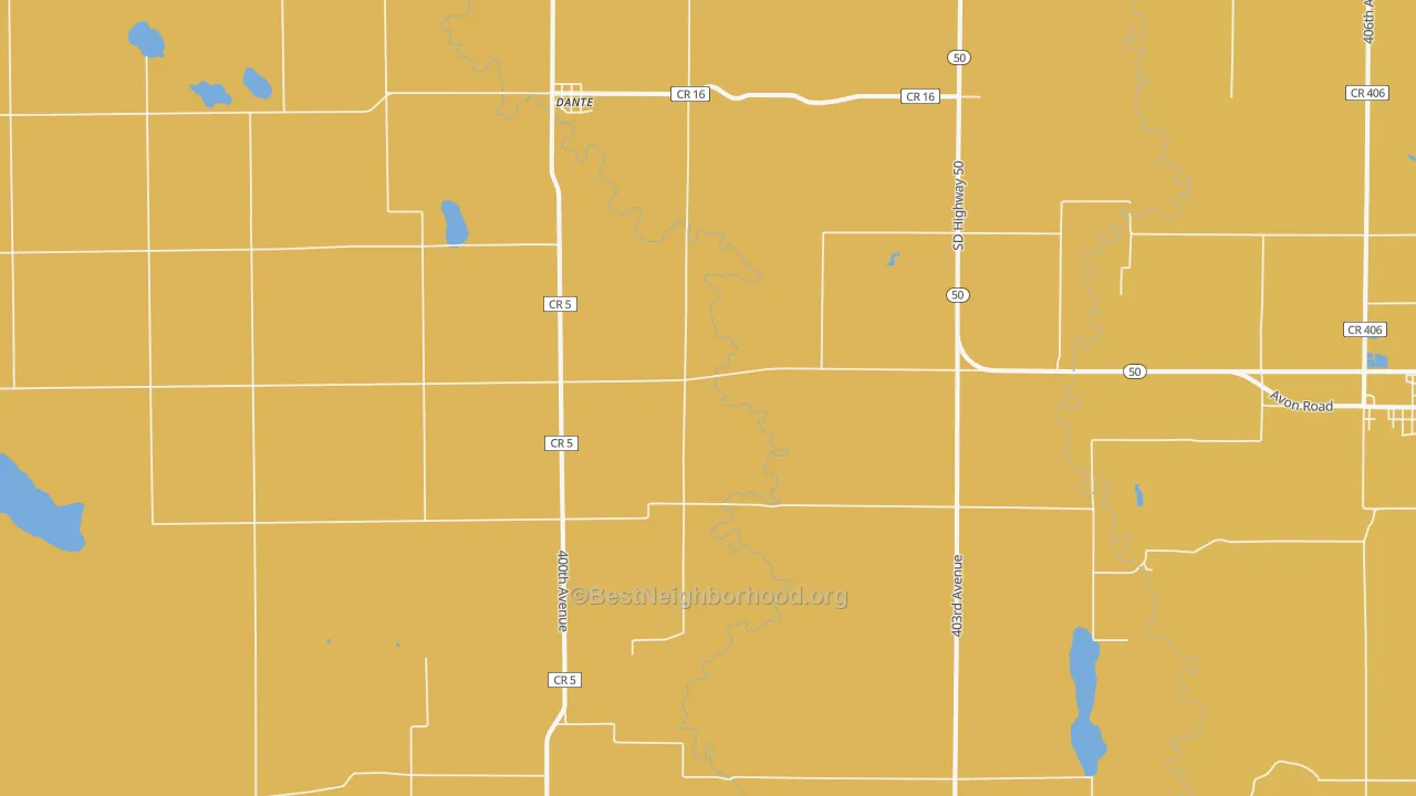 Map of the best neighborhoods in the 57329 area, with better matches in green and worse matches in red