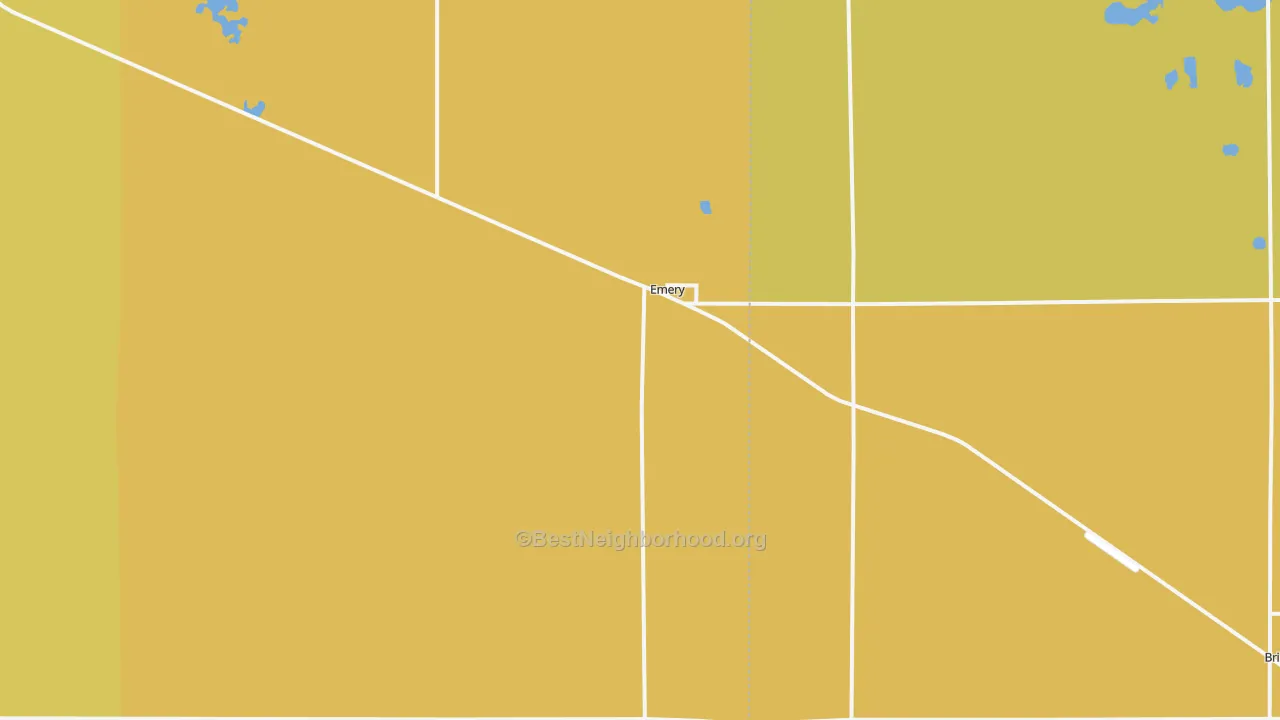 Map of the best neighborhoods in the 57332 area, with better matches in green and worse matches in red