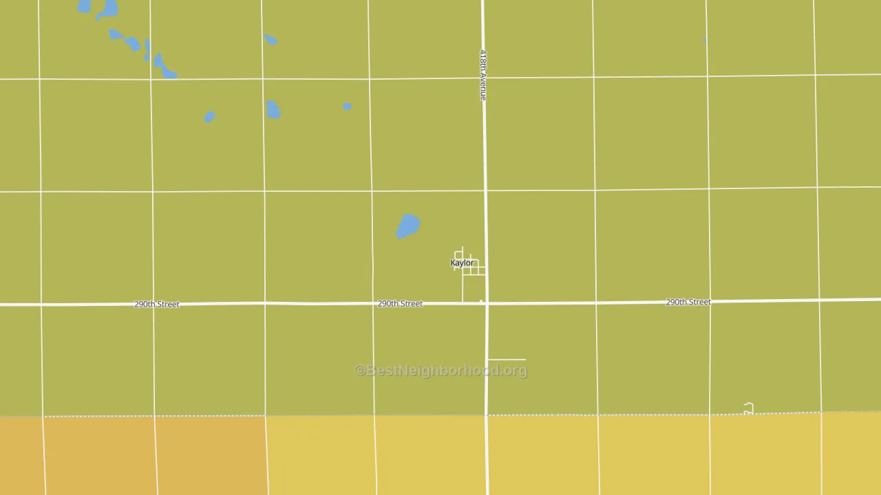 Map of the best neighborhoods in the 57354 area, with better matches in green and worse matches in red