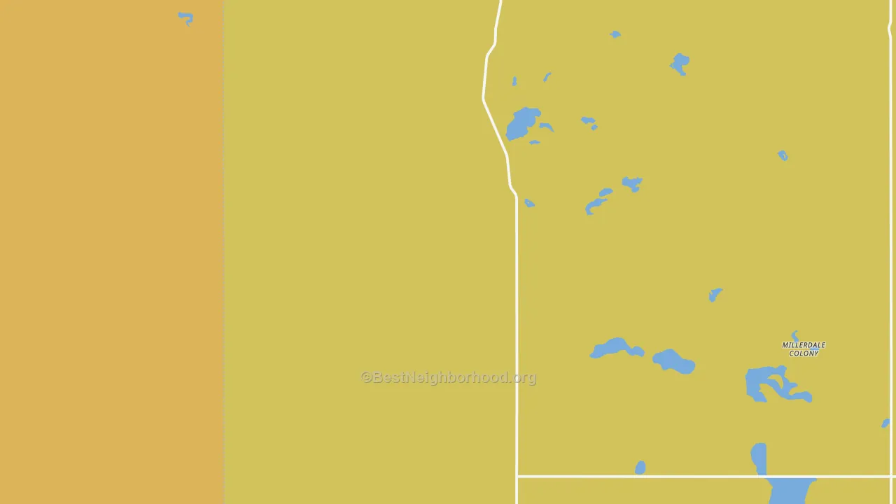 Map of the best neighborhoods in the 57371 area, with better matches in green and worse matches in red