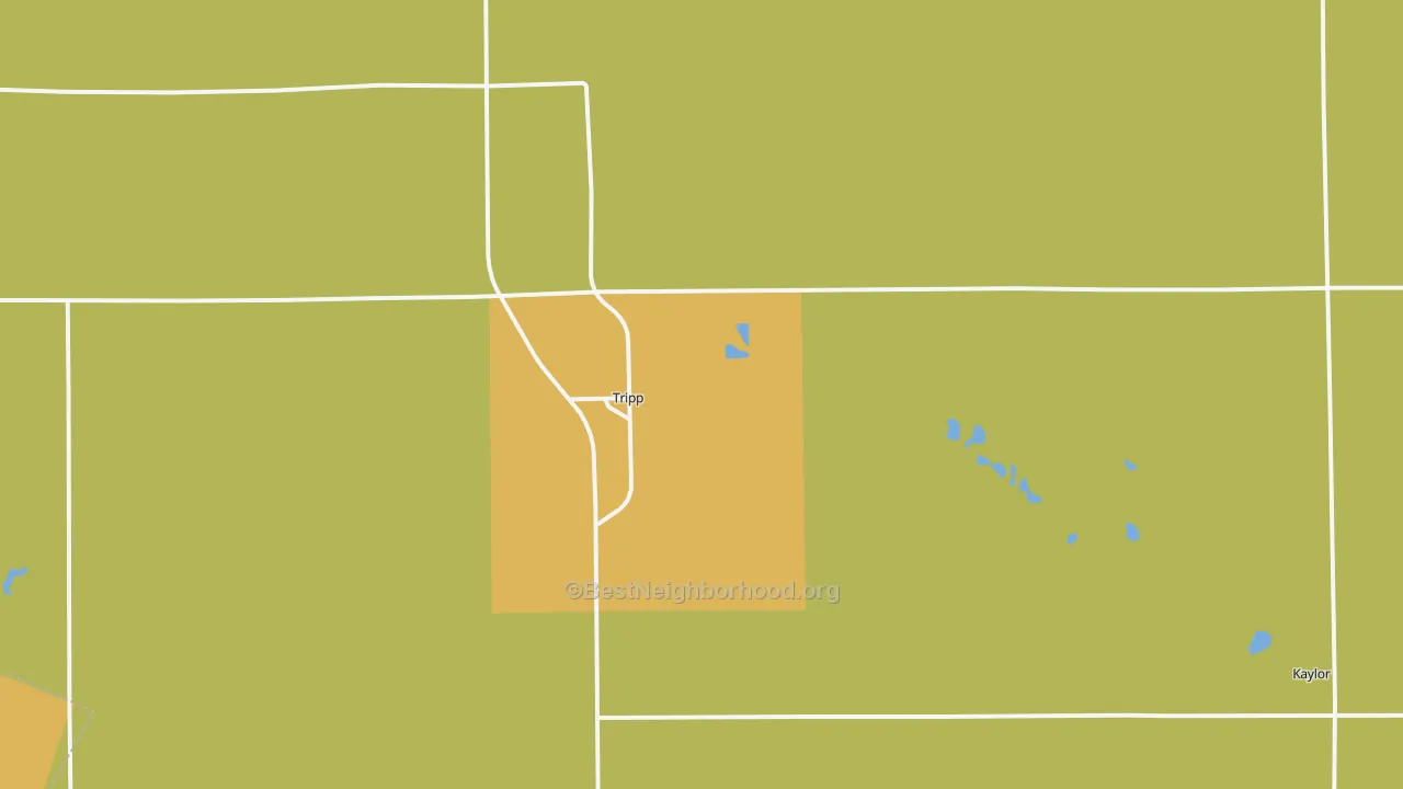 Map of the best neighborhoods in the 57376 area, with better matches in green and worse matches in red