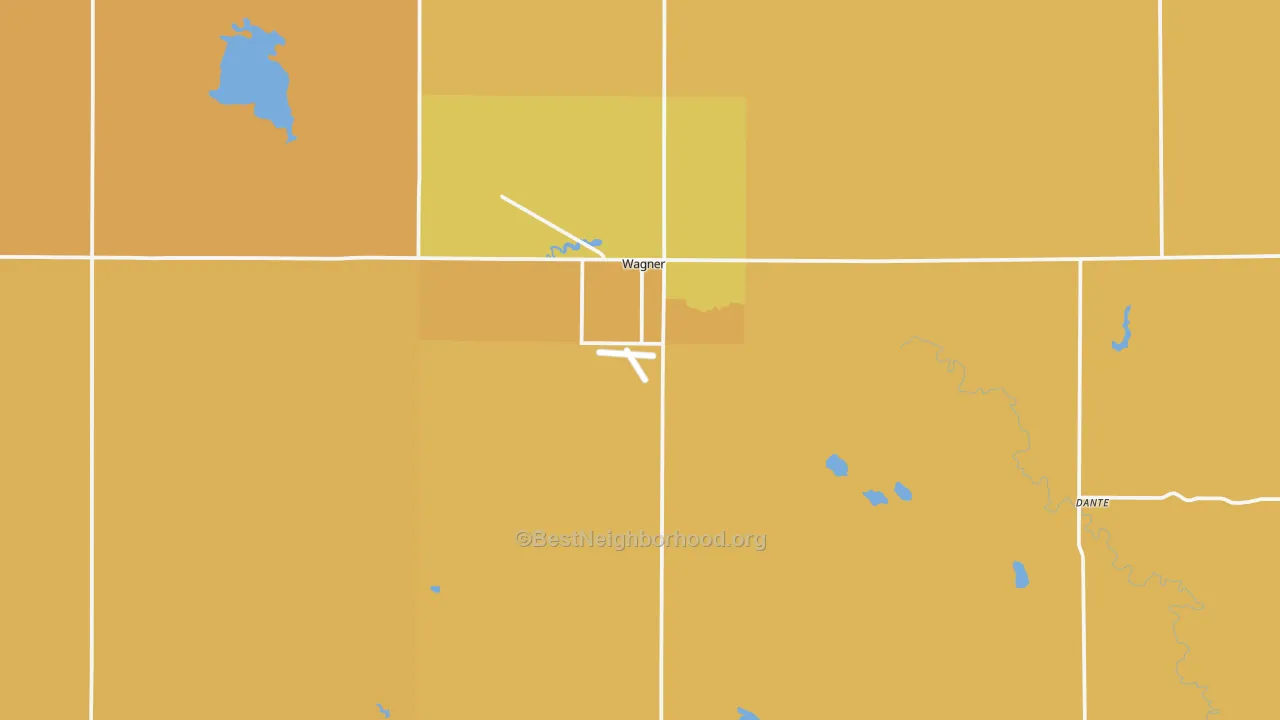 Map of the best neighborhoods in the 57380 area, with better matches in green and worse matches in red