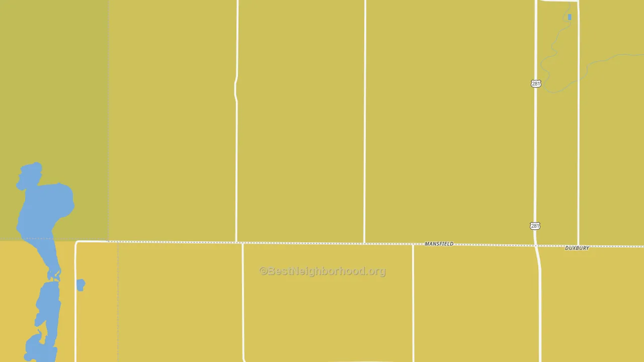 Map of the best neighborhoods in the 57460 area, with better matches in green and worse matches in red