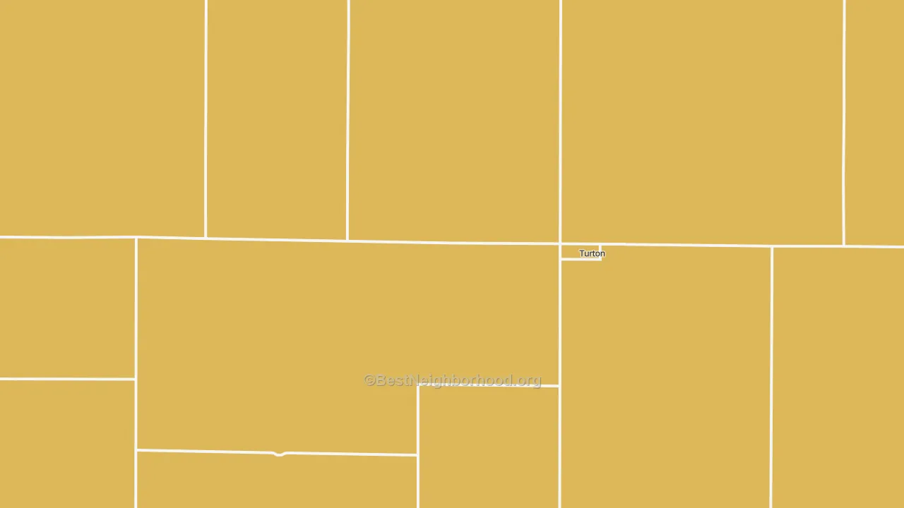 Map of the best neighborhoods in the 57477 area, with better matches in green and worse matches in red