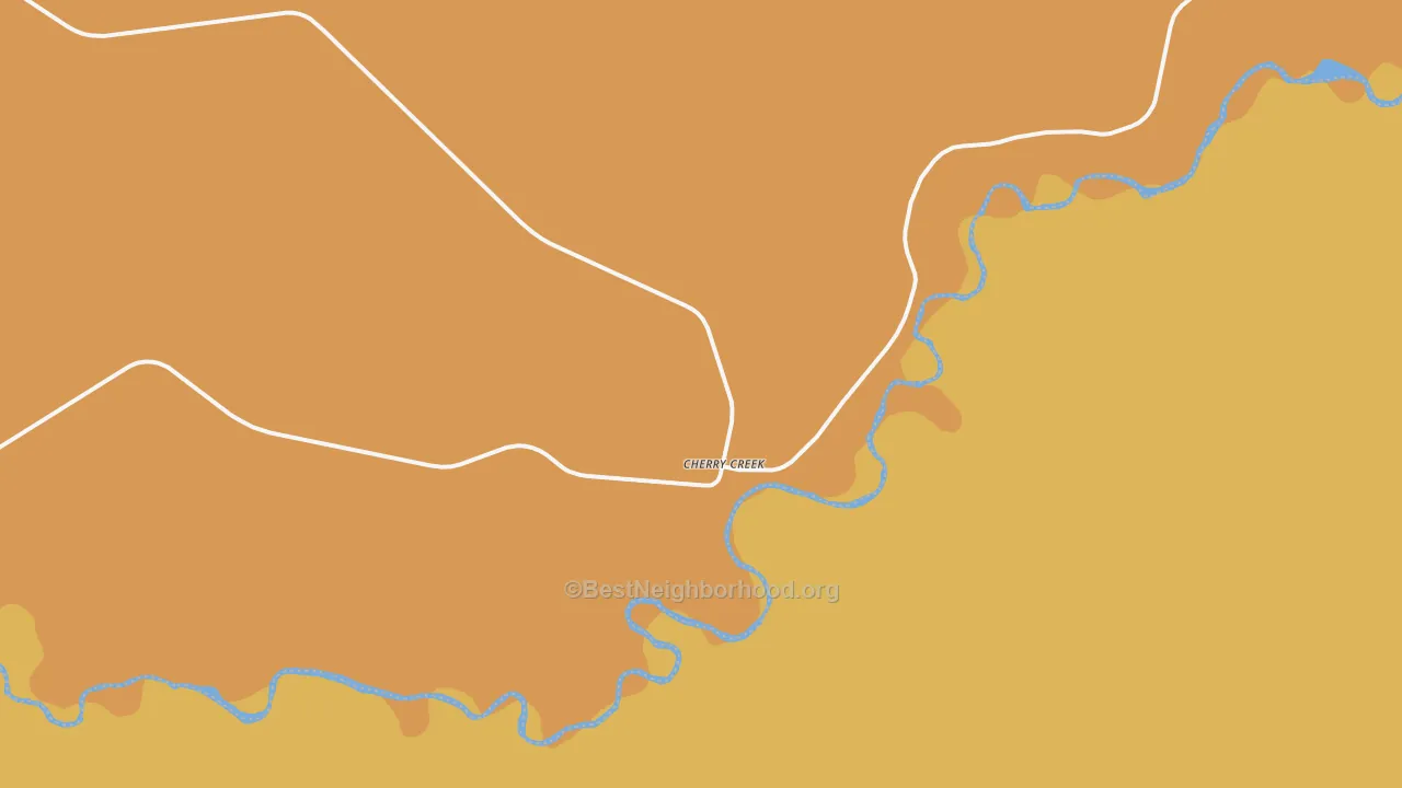 Map of the best neighborhoods in the 57622 area, with better matches in green and worse matches in red