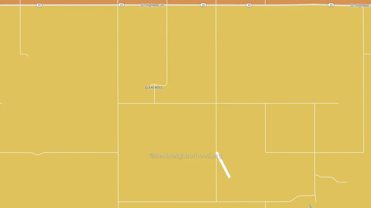 Map of the best neighborhoods in the 57630 area, with better matches in green and worse matches in red