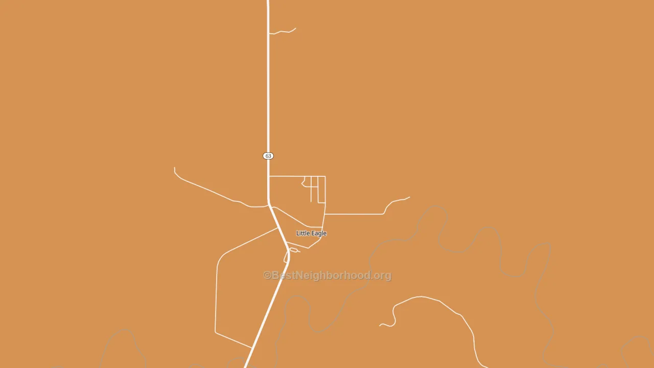 Map of the best neighborhoods in the 57639 area, with better matches in green and worse matches in red