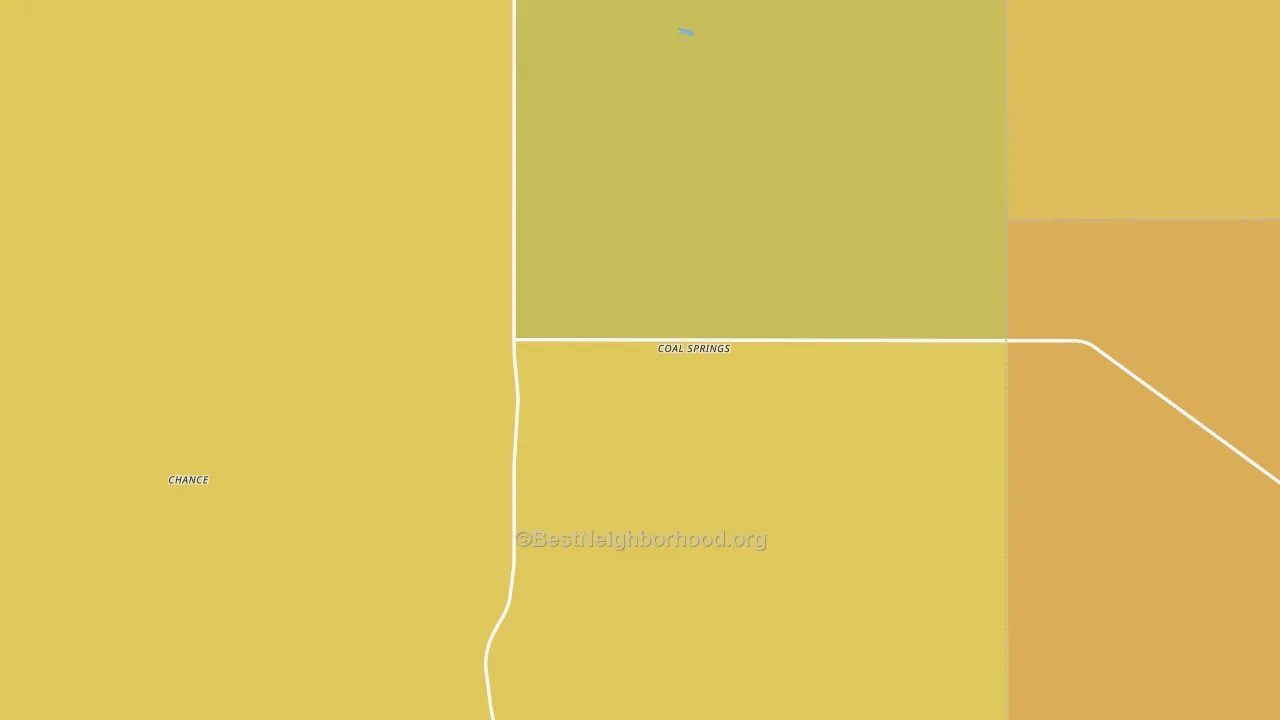 Map of the best neighborhoods in the 57644 area, with better matches in green and worse matches in red