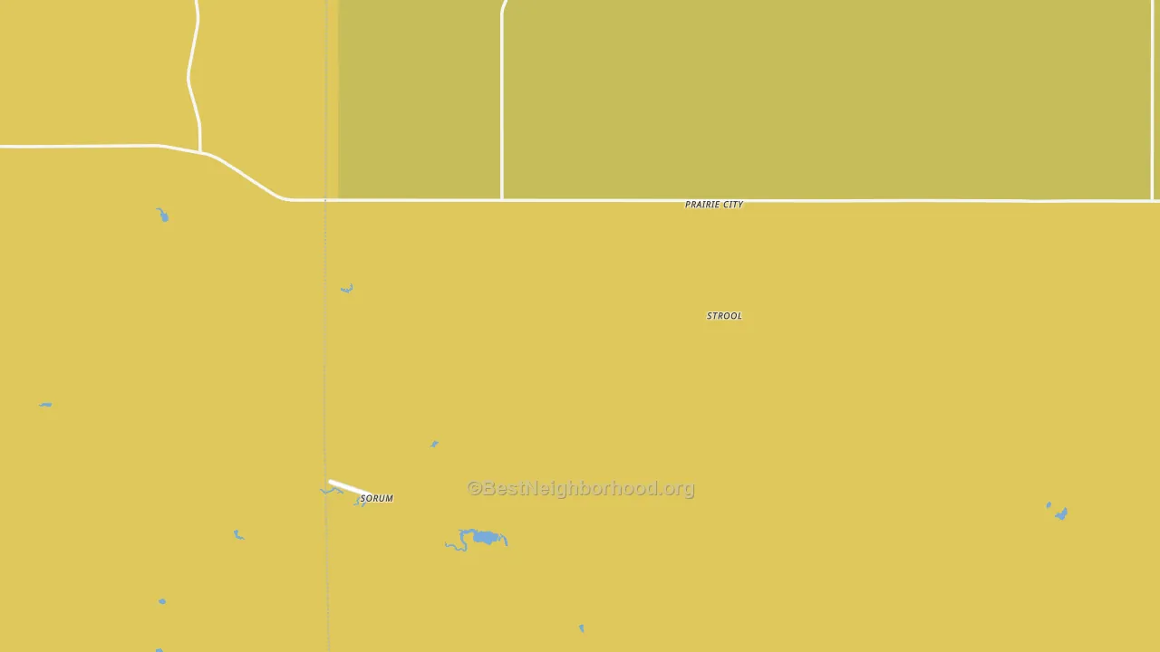 Map of the best neighborhoods in the 57649 area, with better matches in green and worse matches in red