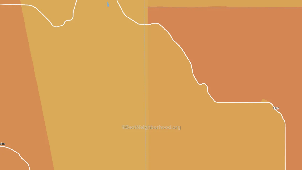 Map of the best neighborhoods in the 57714 area, with better matches in green and worse matches in red