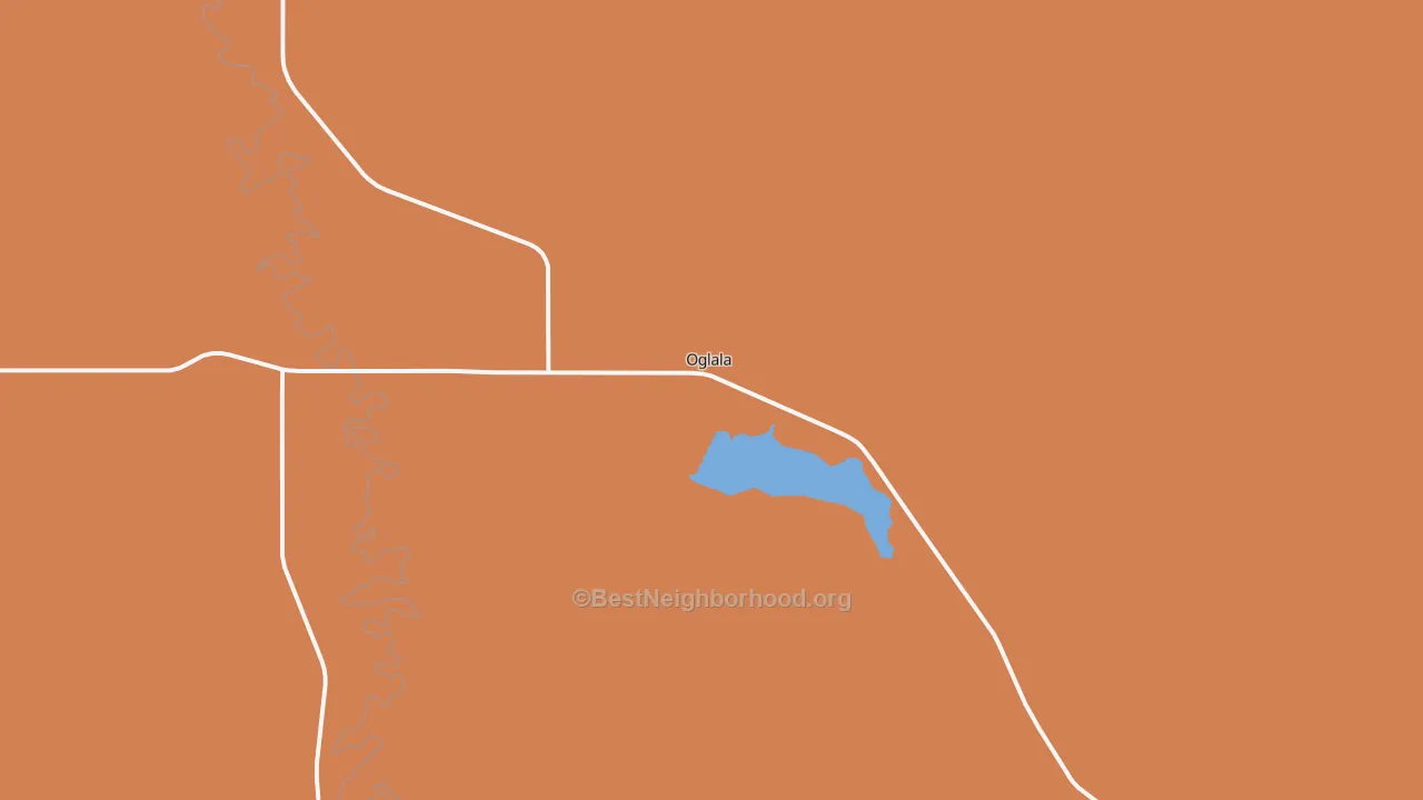 Map of the best neighborhoods in the 57764 area, with better matches in green and worse matches in red