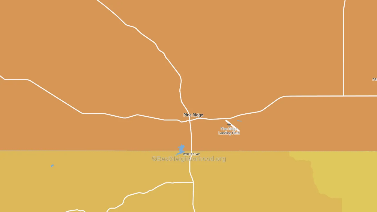 Map of the best neighborhoods in the 57770 area, with better matches in green and worse matches in red