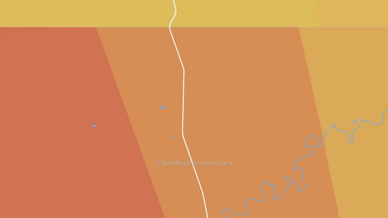 Map of the best neighborhoods in the 57780 area, with better matches in green and worse matches in red
