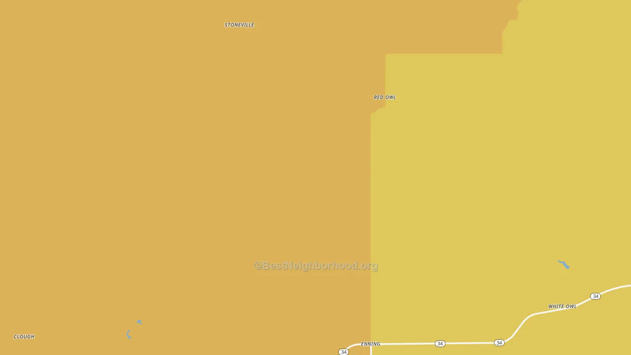 Map of the best neighborhoods in the 57787 area, with better matches in green and worse matches in red