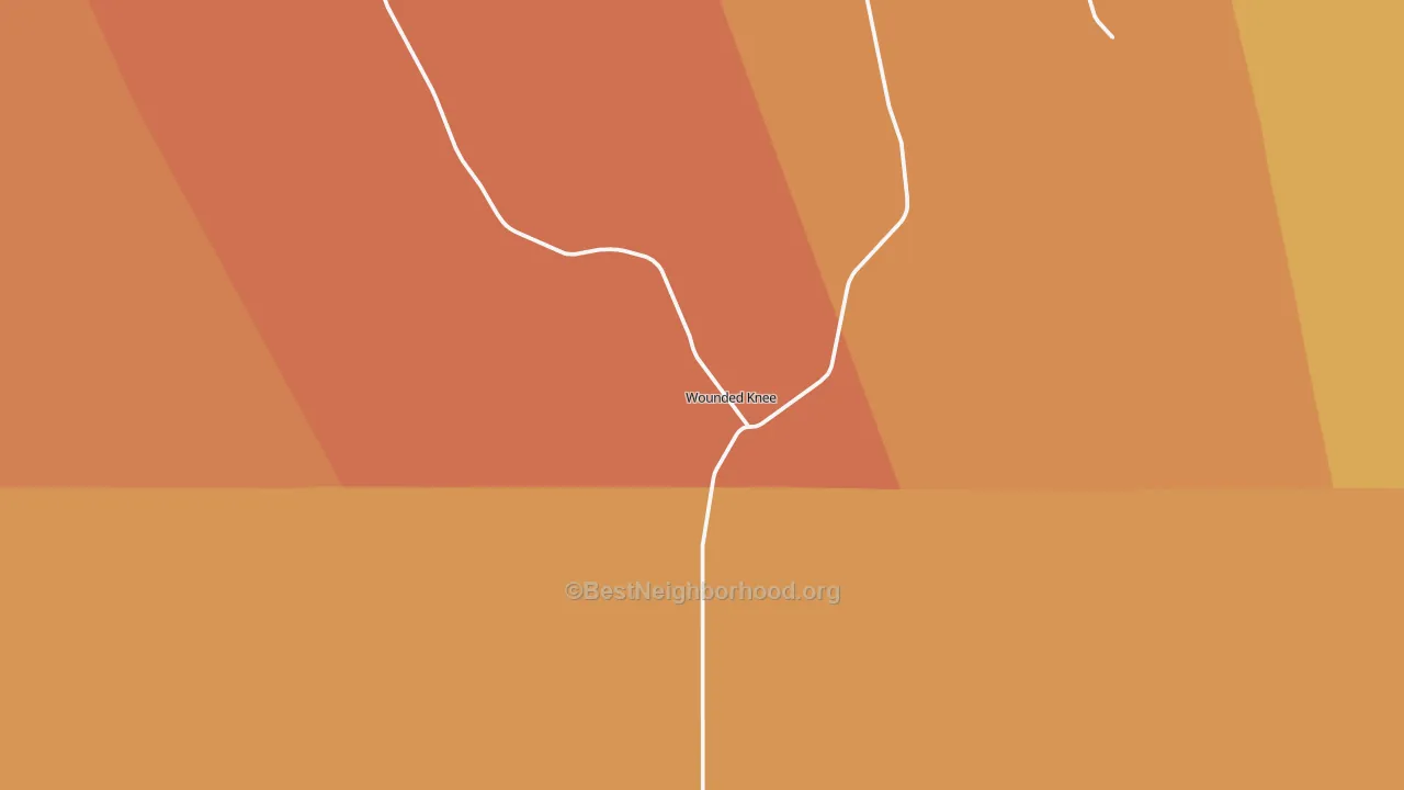 Map of the best neighborhoods in the 57794 area, with better matches in green and worse matches in red
