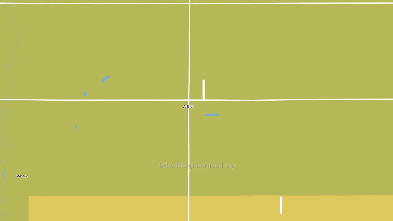 Map of the best neighborhoods in the 58006 area, with better matches in green and worse matches in red