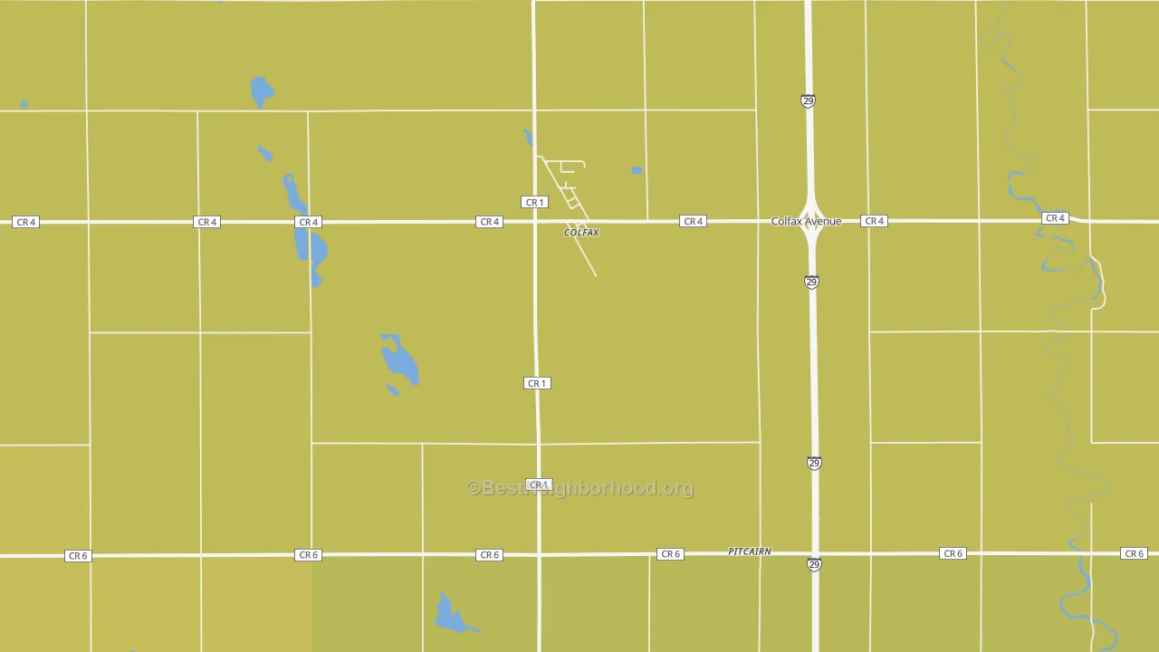 Map of the best neighborhoods in the 58018 area, with better matches in green and worse matches in red