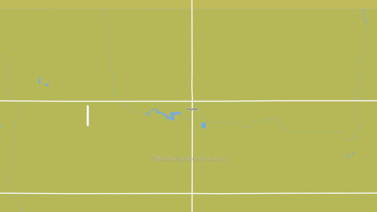 Map of the best neighborhoods in the 58048 area, with better matches in green and worse matches in red