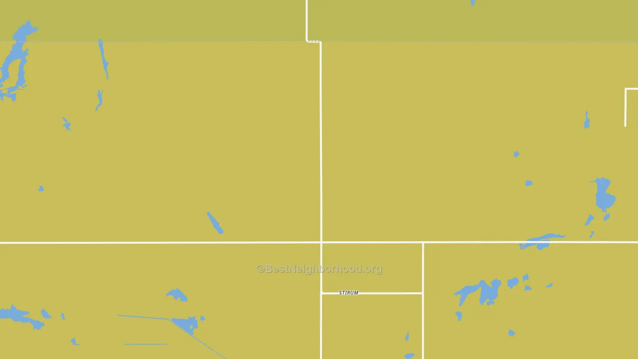 Map of the best neighborhoods in the 58069 area, with better matches in green and worse matches in red