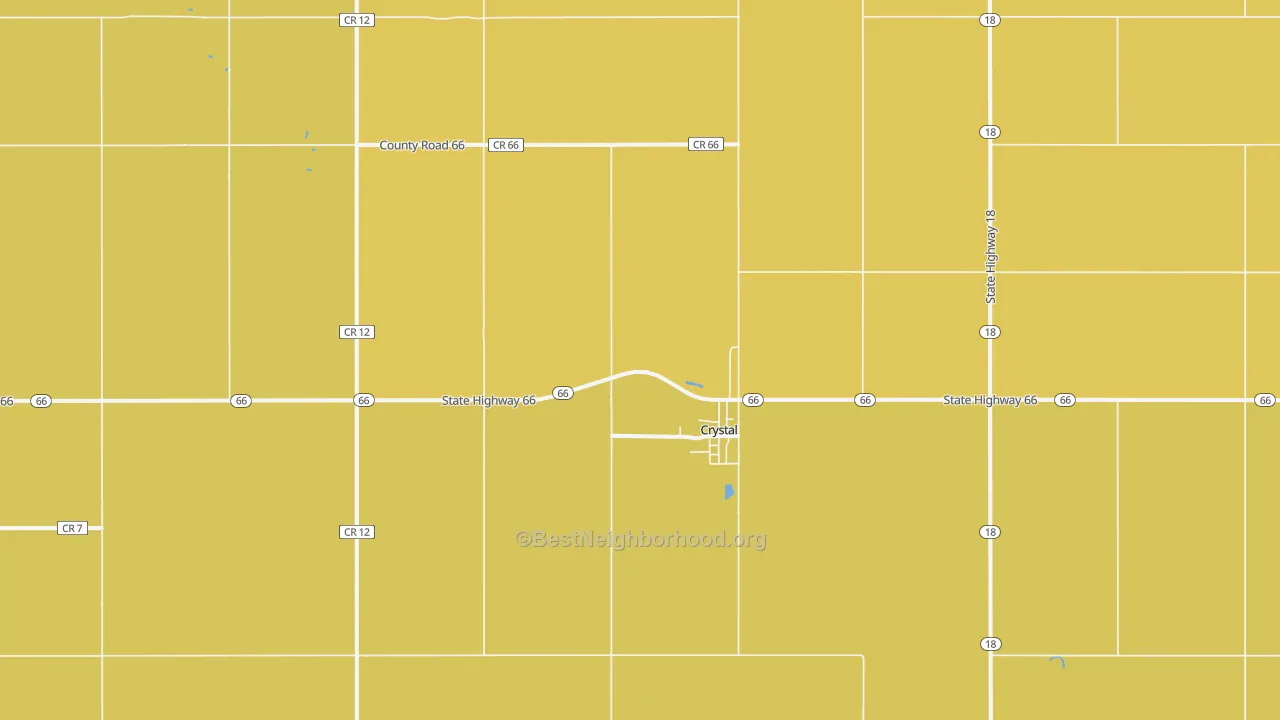 Map of the best neighborhoods in the 58222 area, with better matches in green and worse matches in red