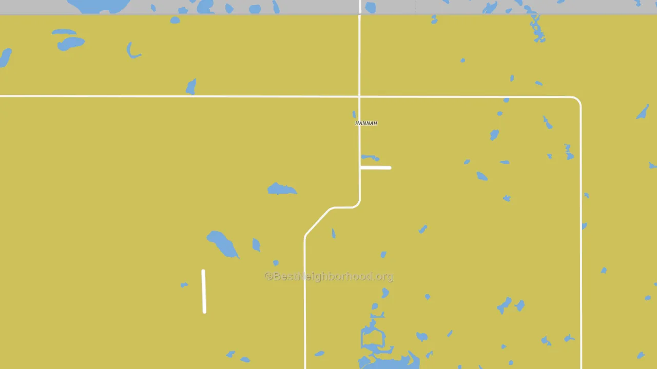 Map of the best neighborhoods in the 58239 area, with better matches in green and worse matches in red