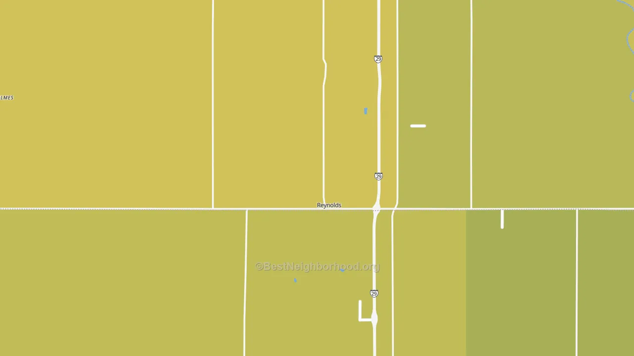 Map of the best neighborhoods in the 58275 area, with better matches in green and worse matches in red