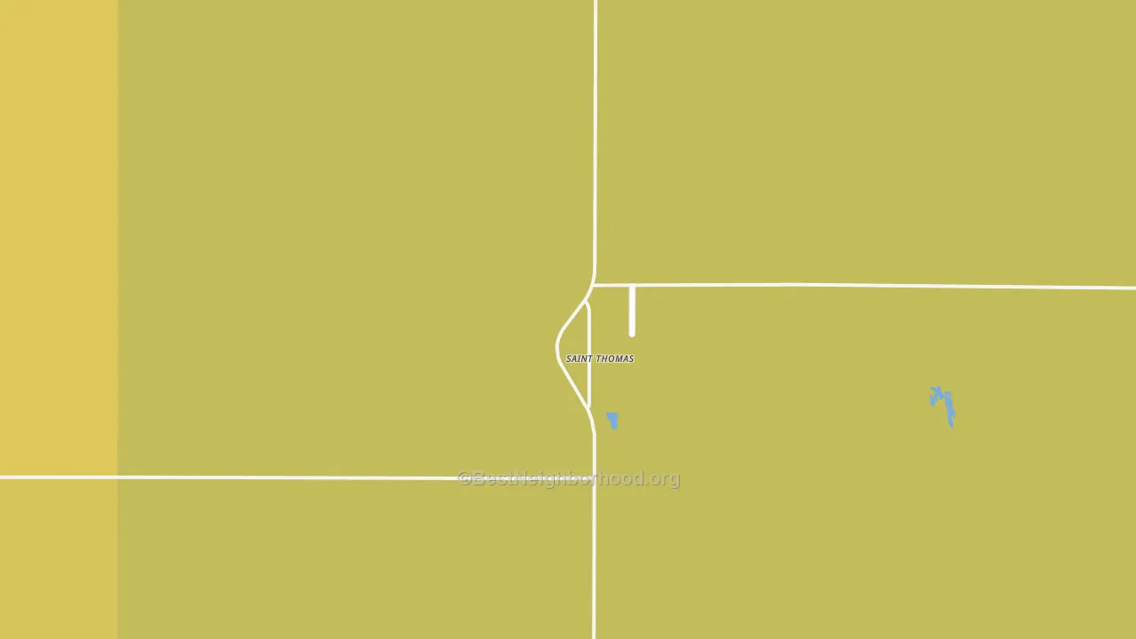 Map of the best neighborhoods in the 58276 area, with better matches in green and worse matches in red