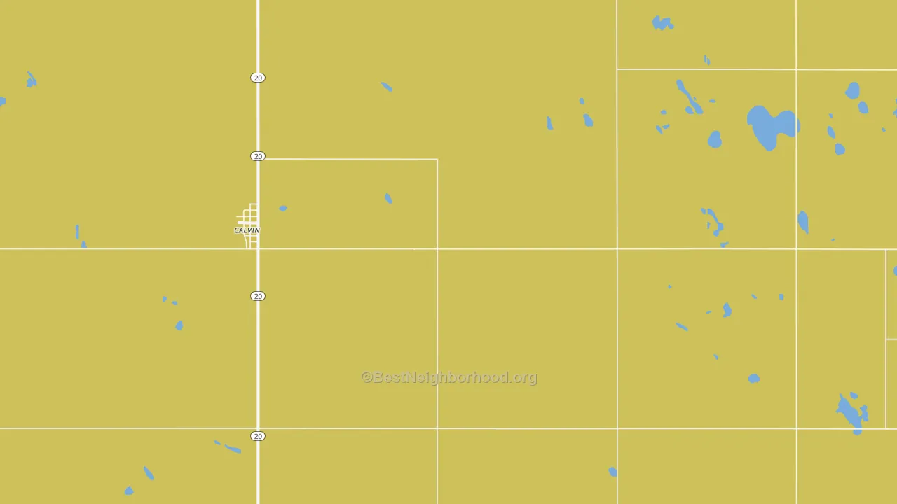 Map of the best neighborhoods in the 58323 area, with better matches in green and worse matches in red