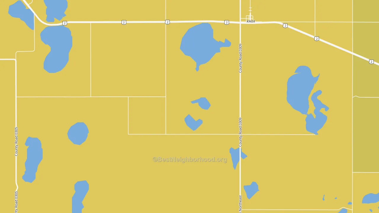 Map of the best neighborhoods in the 58343 area, with better matches in green and worse matches in red