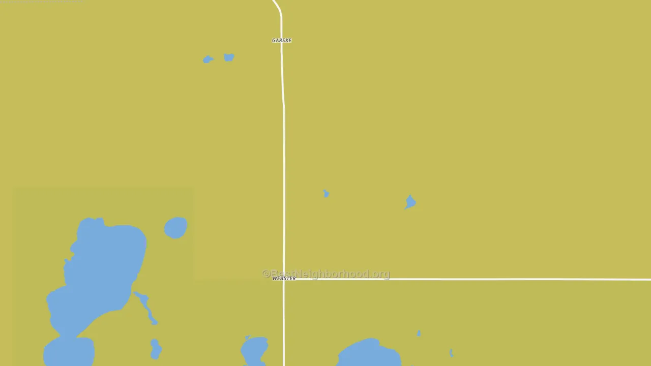 Map of the best neighborhoods in the 58382 area, with better matches in green and worse matches in red